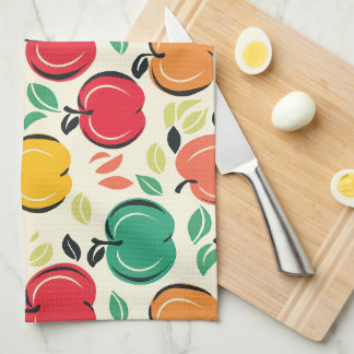 Linge De Cuisine Verger Rétro Pommes Moderne du Milieu du Siècle