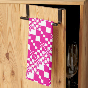 Linge De Cuisine Vérifié, Chèques en Magenta et Blanc