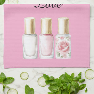 Linge De Cuisine Vernis à ongles floral rose Pretty Rose