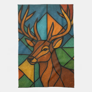 Linge De Cuisine Verre Art Déco de Style Tiffany Cerf Vintage