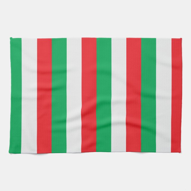 Linge De Cuisine Vert, blanc et rouge - Drapeau italien (Horizontal)