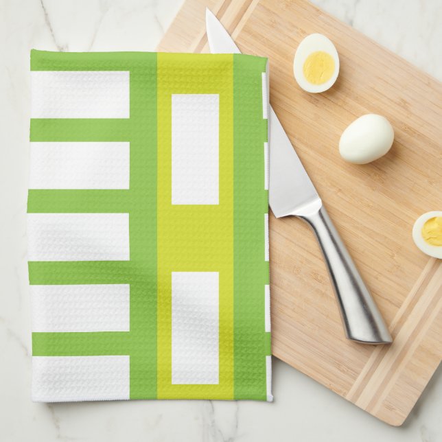 Linge De Cuisine Vert citron vert couleur blanche Grille moderne (Quart Plié)