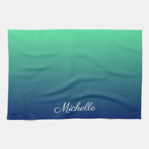 Linge De Cuisine Vert et bleu foncé personnalisé