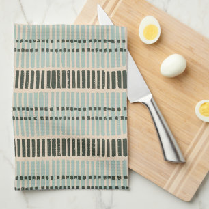 Linge De Cuisine vert sauge charbon crème rayure verticale abstrait