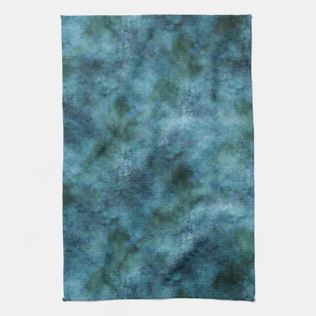 Linge De Cuisine Vert Turquoise Aqua Bleu Terre Marbre Océan Abstra (Vertical)