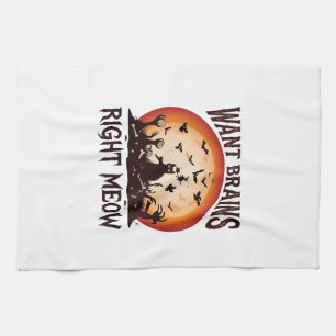 Linge De Cuisine Veux cerveaux tout de suite Halloween Chat noir or