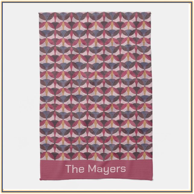 Linge De Cuisine Vibe Art Déco Pink Bleu Abstrait (Créateur téléchargé)