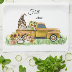 Linge De Cuisine Vibes de automne Leopard Gnome Tournesol Jaune Pic