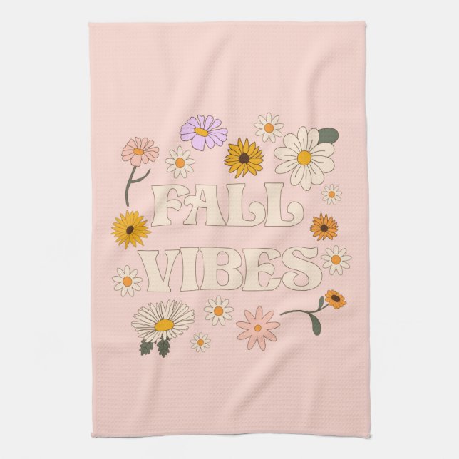 Linge De Cuisine Vibes de automne roses (Vertical)
