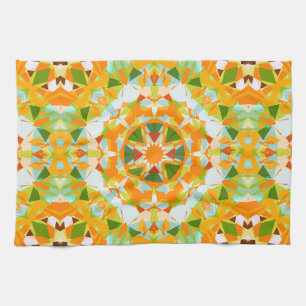 Linge De Cuisine Vibrant Orange Vert Étoile Boho Maximaliste