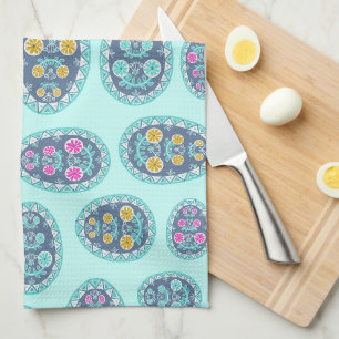 Linge De Cuisine Vibrant Pastel Colors Pysanka Folk Oeufs d'art