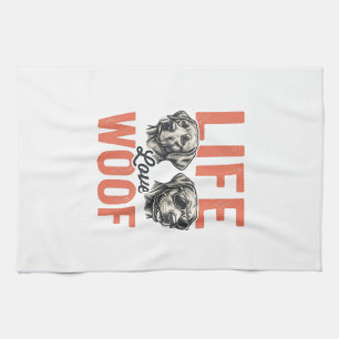Linge De Cuisine Vie Amour Woof Chien Graphisme Rétro_1