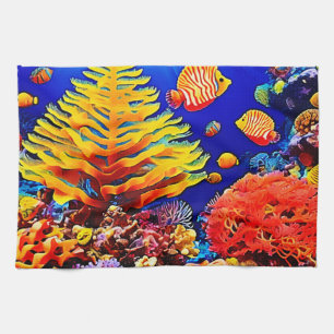Linge De Cuisine Vie sous-marine de la barrière de poissons tropica