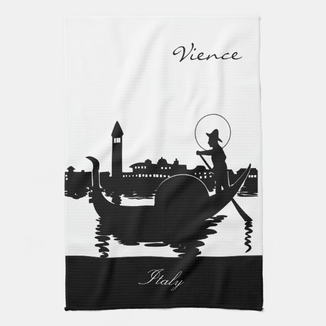 Linge De Cuisine Vience noir et blanc Italie (Vertical)