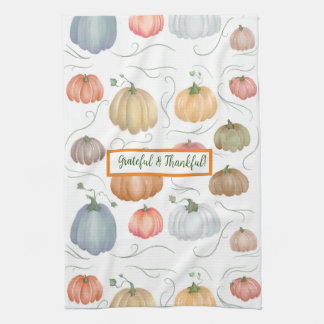 Linge De Cuisine Vignes colorées aquarelle patch citrouille