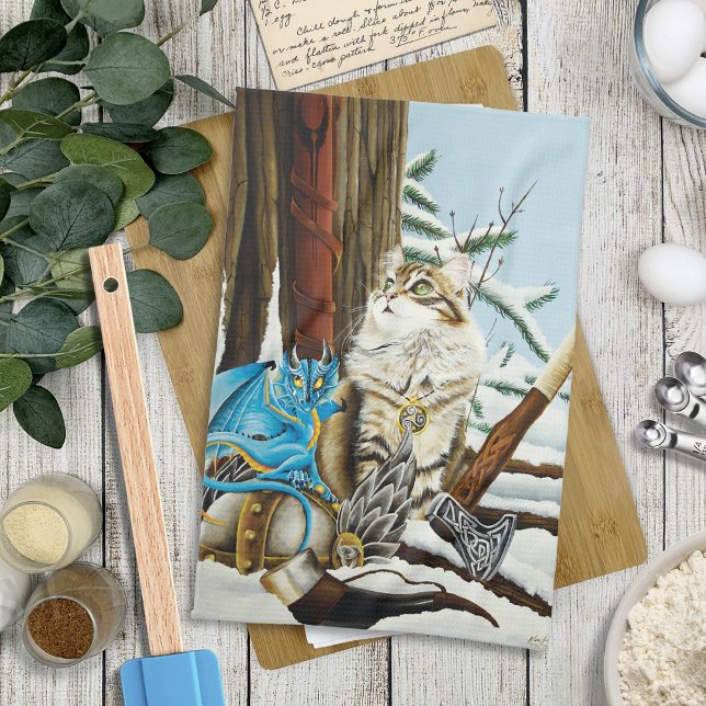 Linge De Cuisine Viking Cat Blue Dragon (Créateur téléchargé)