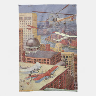 Linge De Cuisine Ville de science-fiction vintage, Victorian Steam 