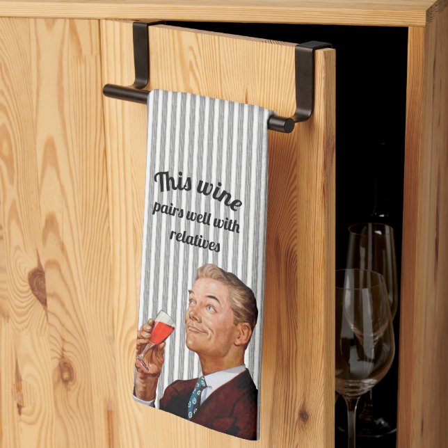 Linge De Cuisine Vin drôle pour mari rétro (Pliage en tiers)