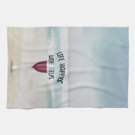 Linge De Cuisine Vin Rouge Sur L'Arrière - plan Océan