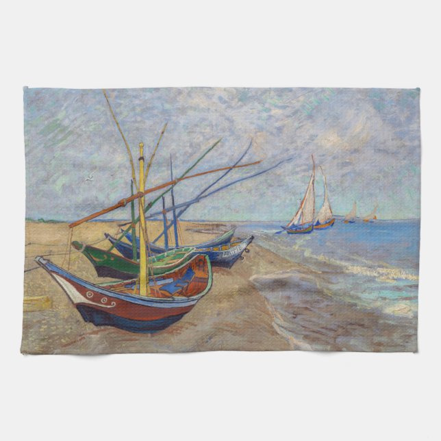 Linge De Cuisine Vincent van Gogh - Bateaux de pêche sur la plage (Horizontal)