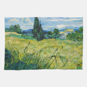 Linge De Cuisine Vincent van Gogh - Champ de blé vert avec Cypress
