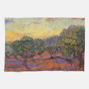 Linge De Cuisine Vincent van Gogh - Oliveraie, ciel orange