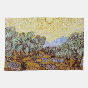 Linge De Cuisine Vincent van Gogh - Oliviers, Ciel Jaune et Soleil