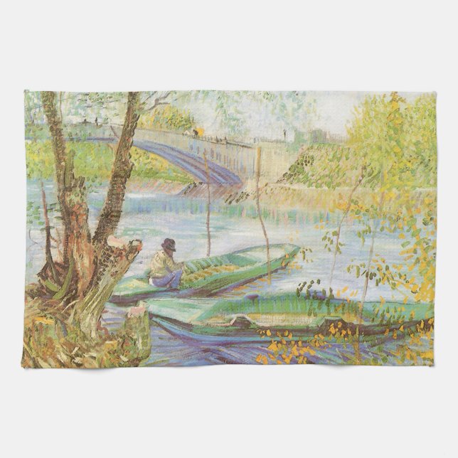 Linge De Cuisine Vincent van Gogh Pêche au printemps, Pont de Clich (Horizontal)