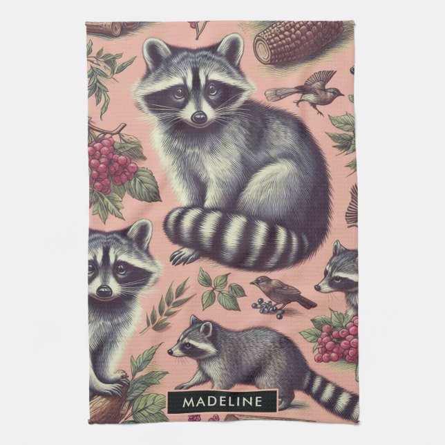 Linge De Cuisine Vintage Cute Racoon (Vertical)