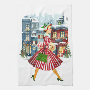 Linge De Cuisine vintage de Noël 1950