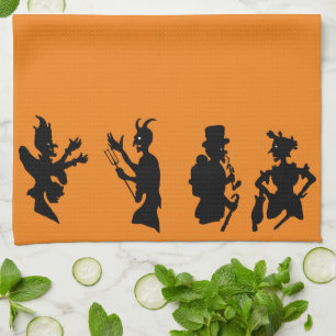 Linge De Cuisine Vintage Halloween Demon Devil Silhouettes
