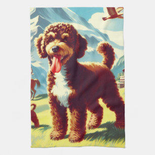 Linge De Cuisine Vintage Lagotto Romagnolo Peinture de chien