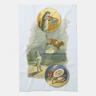 Linge De Cuisine Vintage Mère Goose Nursery Rhyme Hey Diddle