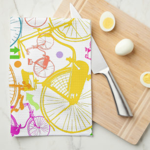 Linge De Cuisine Vintage moderne Vélo couleur brillante Motif néon