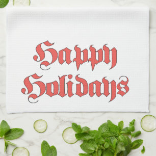 Linge De Cuisine Vintage Noël, Joyeuses fêtes Texte Lettres rouges