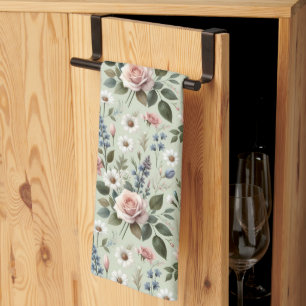 Linge De Cuisine Vintage Pastel Floral Motif botanique