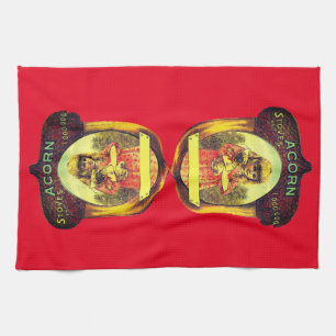 Linge De Cuisine Vintage poêle à café publicité rouge brun