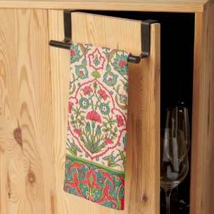 Linge De Cuisine Vintage rouge et vert arabe modèle floral