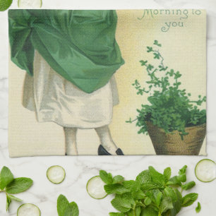 Linge De Cuisine Vintage St. Patrick's Day Irish Lass avec Clovers