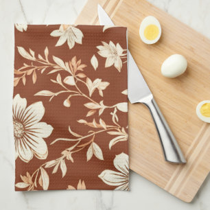 Linge De Cuisine Vintage Terracotta sans mer Boho motif floral