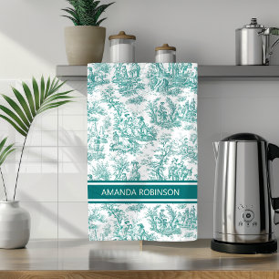 Linge De Cuisine Vintage turquoise turquoise toile de jouy imprimé