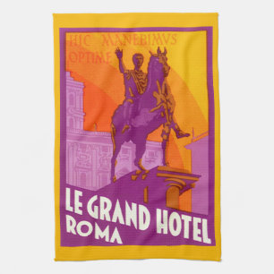 Linge De Cuisine Vintage voyage, Statue Le Grand Hotel Roma, Italie