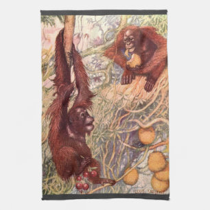 Linge De Cuisine Vintage Wild Animal, Orangutans par Louis Sargent