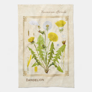 Linge De Cuisine Vintagel Herbal Jaune Dandelion Fleur Botanique