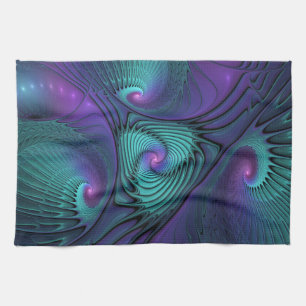 Linge De Cuisine Violet rencontre Turquoise moderne art fractal abs