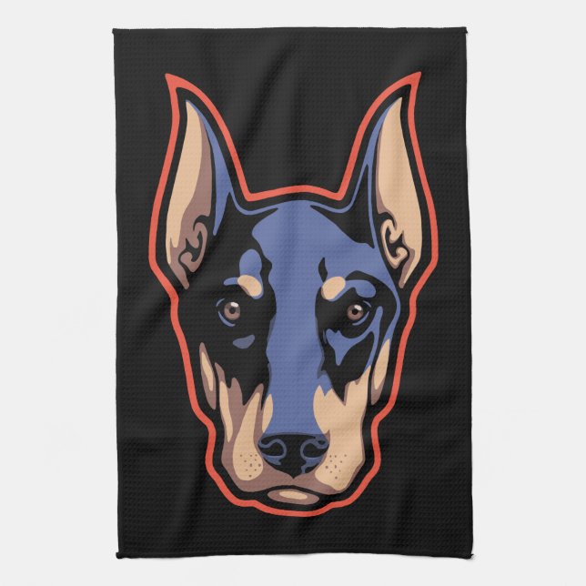 Linge De Cuisine Visage de dobermann (Vertical)