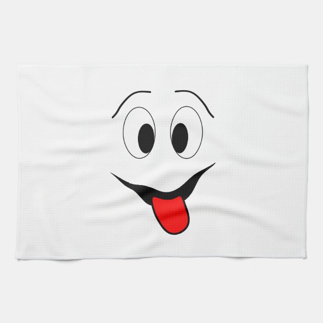 Linge De Cuisine Visage drôle - noir et rouge (Horizontal)