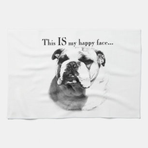 Linge De Cuisine Visage heureux de bouledogue
