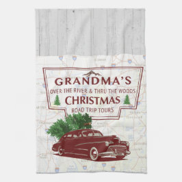 Linge De Cuisine Visite vintage de voyage par la route de Noël de