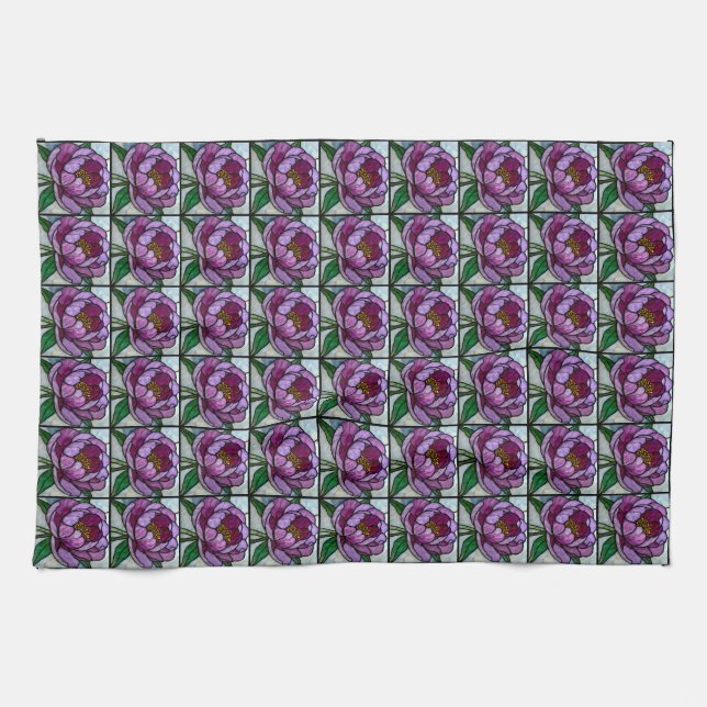 Linge De Cuisine Vitraux Peony Violet (Horizontal)